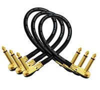3 Units - Van Damme Pro Grade Classic XKE - 11 Inch (27 cm) - Premium, Ultra-Flexible Multi -Shielded Guitar Bass Effects Instrument, Patch Cable - with Premium Gold Plated, Low-Profile, Right Angled Pancake type TS (6.35mm) Connectors