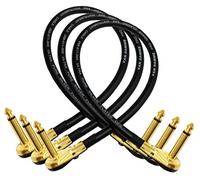 3 Units - Van Damme Pro Grade Classic XKE - 15 Inch (38 cm) - Premium, Ultra-Flexible Multi -Shielded Guitar Bass Effects Instrument, Patch Cable - with Premium Gold Plated, Low-Profile, Right Angled Pancake type TS (6.35mm) Connectors