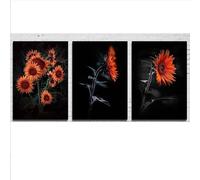 3 Vintage Black Background Sunflowers Flowers Sunflowers Poster Nordic Canvas Printed Posters For Home Room Art Decoration Posters 40x60cmx3 No Frame