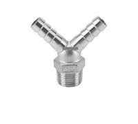 3-Way 304 Stainless Steel Pipe Fitting with 1/2" BSP Taper Male Thread and 10mm Hose Tail