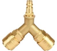 3 Way Air Compressor Connector Y Splitter, 1/4 for NPT Brass Airline Hose Distributor for Compressors and Air Tools, Nickel Plated Industrial Fittings(B)