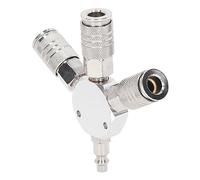 3 Way Air Splitter 1/4 Inch NPT Male Thread, 3 Way Manifold Aluminum Alloy Pneumatic Fitting, Proof High Hardness Quick Connector with Self Locking Mechanism for Industrial Ai