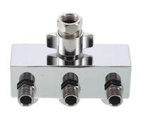 3-Way Airbrush Hose Manifold Splitter with Air Flow Control | Metal Quick-Connect Fitting, Portable Lightweight Design, Silver Finish, for Compressor and Airbrush Setups, 6.8x5.7x3.4cm