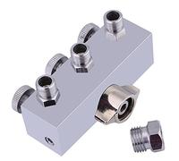 3-Way Airbrush Hose Splitter, 1/8" BSP Manifold Fitting, Adjustable Valve Knob