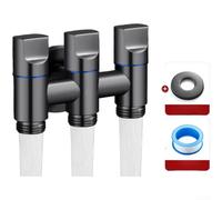 3-Way Angle Valve, All-Copper 1 Inlet 3 Outlet Four-Way Tap for Washing Machine Water Inlet Distribution Control Splitter(B)