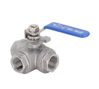 3 Way Ball Valve 1/2 Inch DN15 304 Stainless Steel Female Thread L Type Manual Flow Control for Water Oil Gas Steam Nitric and Acetic Industrial Piping Systems