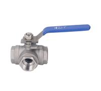 3 Way Ball Valve 1 Inch 304 Stainless Steel Female T Type Manual Drive Rustproof Durable for Water Oil Gas Industrial Commercial Use