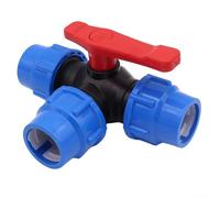 3-Way Ball Valve Connector 20/25/32/40/50mm Hole Diameter Pipe 3-Way Ball Valve PE Pipe 3 Joints T-type Hose Connector Garden Switchable Water Flow(40mm)