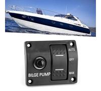 3-Way Bilge Pump Switch Panel with LED Indicator, Automatic Float Switch Auto/Off/Manual with 15A Circuit Breaker, Control DC 12V/24V Bilge Pump for DC Bilge Pumps