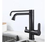 3 Way Black Kitchen Faucet with 360° Swivel Dual Outlet Hot & Cold Water Mixer - Grifo de Cocina Osmosis for Modern Home Use