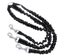 3 Way Black No-Tangle Triple Coupler Dog Bungee Walking Leash Lead Rope Strap