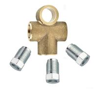 3 Way Brake Pipe Union Tee Fitting with 3 M10 x 1mm Male Nuts Designed for 3/16 Inch Outer Diameter Tubing