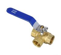 3-Way Brass Ball Valve, L/T Bore Manual Lever Valve for Water, Oil & Gas - ISO 228 Internal Thread, 1.6 MPa Pressure Rating, Fixed Ball De(DN15 T Type)