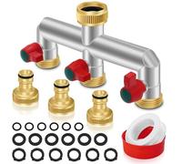 3 Way Brass Hose Tap Splitter with On/Off Valves, 3/4" Tap Connector with 3/4" BSP Threads Hose Pipe Fittings for Hose Pipe Fittings, Watering System, Ball Valves, Outside Tap Connector(B)