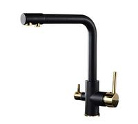 3 Way Brass Kitchen Sink Mixer Tap with Hot/Cold Rotating Handle and Water Filter Faucet for Direct Drinking White LWX