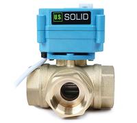 3 Way Brass Motorized Ball Valve - Heavy Duty Multipurpose L Type Water Shutoff Valve - 3 Way Valve with Manual Function, Standard Port by U.S. Solid(1”, AC110-230V)