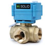 3 Way Brass Motorized Ball Valve - Heavy Duty Multipurpose L Type Water Shutoff Valve - 3 Way Valve with Manual Function, Standard Port by U.S. Solid(3/4”, 9-24V AC/DC)