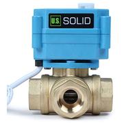 3 Way Brass Motorized Ball Valve - Heavy Duty Multipurpose L Type Water Shutoff Valve - 3 Way Valve with Manual Function, Standard Port by U.S. Solid(1/2”, 9-24V AC/DC)