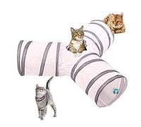 3-Way Cat Tunnel, Foldable Cat Tunnel Cat Toy Interactive Pop Up Maze House Toy, Play Tunnel for Cat Puppies Rabbits Small Animals (3-Way White)