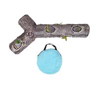 3 Way Cat Tunnels for Indoor, Washable Lifelike Wood Grain Interactive Kitten Tube Toy, Folding Interactive Cat Maze Toy for Kittens Rabbits Ferrets Guinea Pigs Chinchillas