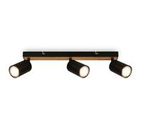 BRILONER - 3 GU10 Spotlight Ceiling Lights, max 9W, On/Off, spot Lights Ceiling, Ceiling Lights Living Room, Kitchen Lights Ceiling, Ceiling Lights for Bedroom, 44 cm, Black-Wood