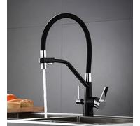 3-Way Chrome Kitchen Faucet with Pull-Down Sprayer, Dual-Lever Mixer Tap, Flexible Spout, Modern Design for Easy Use, Perfect for Home and Commercial Kitchens