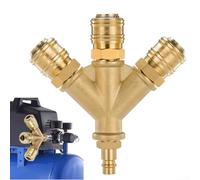 3-way compressed air distributor with for quick coupling 1/4 inch for e.g. brass distributor for compressor up to 20 bar, -20 to 250 °C, Euro standard DN 7.2 with check valve