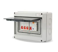 3 Way Consumer Unit, Garage & Caravan CU with 63A 30mA RCD & 6A 16A 32A MCBs, IP65 Waterproof Enclosure for Outbuildings Sheds Workshops, 230V-400V Rated