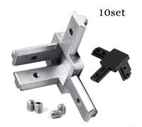 3 Way Corner Joint Bracket Connector for 2020 Extrusion Profile Slot in Aluminum Alloy, Includes 10 Brackets and 40 Screws for Solid Frame Connections (Black)