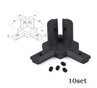 3-Way Corner Joint Bracket for 2020 Aluminium Extrusion Profile Slot, Aluminum Alloy L-Shape Right Angle Connector, 10-Pack(Black)