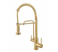 3 Way d Brushed Kitchen Faucet with Expandable Spiral ng 3 in 1 Water Filter Mixer Tap for Drinking Slish Sink Upgrade & Easy to Install