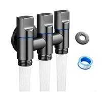 3-Way Diverter Valve G1/2, 1 In 3 Out, Shut-Off For Washing Machine | Fits Washing Machine Toilet Bidet Kitchen Sink, G1/2" Inlet, 3 Outlets, Metal Handle, Independent Control, Leak-Proof, 2PCS.