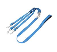3 Way Dog Leash for 3 Dogs | Detachable & Adjustable Nylon Leash with Padded Handle | Untangled Walking/Training/Hiking | for Small & Medium Dogs (Blue)