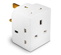 3 Way Double Plug Adaptor - Multi Plugs Extension Sockets Adapter - UK 3 Pin Socket Extensions 250V 13 Amp - Power Extender Multiplug Block for Kitchen, Office, PC, TV, Indoor Lighting
