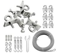 3 Way Down Guy Wire Ring Kit with 100ft Wires & Mount Accessaries, 3-Way Guying Antenna Mast Clamp, Fits Masts up to 2.4",Heavy Duty Stainless Steel