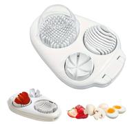 3 Way Egg Slicer for Hard Boiled Eggs, Heavy Duty 3 Slice Modes Handy Egg Cutter for Kitchen, Multi Chopper Tool for Strawberry Mushroom Tomato, with Stainless Steel Wire (1pcs)