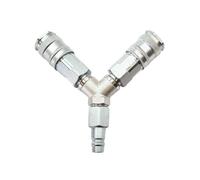 3-Way Euro Air Line Splitter - 1/4" BSP Y Piece Compressor Coupling Adaptor with 2 x Female Quick Release Connectors - Heavy Duty Air Hose Fitting
