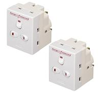 3 Way Extension Plug Surge Protection UK Wall Mains Power Adapter 13 AMP 250V Multi Plug 3 Gang Individually Switched Neon Block Socket Splitter - White -Pack of 2, Sold By Karrma ltd