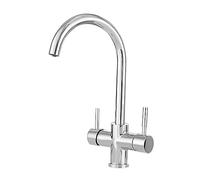 3-Way Filter Kitchen Faucet, Chrome, Brass, Contemporary Style, Surface Mount, Ceramic Disc Spool, 360° Swivel, 1 Hole, 1 Handle, 35MM Depth/Width/Height