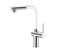 3 Way Filter Pull Out Kitchen Mixer Tap Brass-Chrome + White