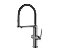 3-Way Flexible Tube Brass Kitchen Mixer Tap, Swivel Deck Mount (Grey) | Filtered drinking outlet, drip-free ceramic cartridge, anti-limescale aerator, quick-fit tails, caravan use, multi-finish