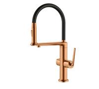 3-Way Flexible Tube Brass Kitchen Mixer Tap, Swivel Deck Mount (Rose Gold) | Filtered drinking outlet, drip-free ceramic cartridge, anti-limescale aerator, quick-fit tails, caravan use, multi-finish