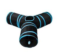 3 Way Foldable Cat Tunnel Tear Tube Interactive Toy for Pets Black Blue Suitable for Cat Dog Kitten Rabbit Indoor Outdoor Play