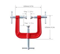 3 Way G-Type Clamp 120x105mm Heavy Duty Iron Woodworking Fixture for Flat Board Carpentry, Red