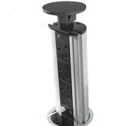 3 Way Gang Pop Up Extension Tower With 2 Usb Ports - Sl lack Mains Power Socket For Kitchen & Office