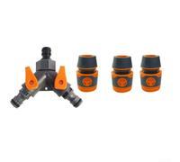 3 Way Garden Hose Splitter with Quick Connect Fittings and Shut Off Valves for Managing Water Flow in Multiple Hose Connections (1/2in)