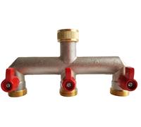 Triple Outlet Brass Tap Splitter, Separate Water Control On/Off Valves, 3/4" BSP