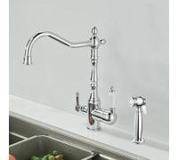 3-Way Gold Retro Kitchen Faucet with Sprayer, Dual Handle Water Filter Tap for Drinking Water, Elegant Design, Mixer for Home Kitchen Use