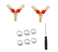 3 Way Hose Connector Y Splitter 10mm Brass with Ball Valve Tee for Air Water Gas Includes Hose Clamps