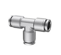 3 Way Hose Connectors Stainless Steel Tee 3 Way Reducer One Touch Air Pneumatic Push in Fitting Quick Connector(PEG6mm-10mm-6mm)